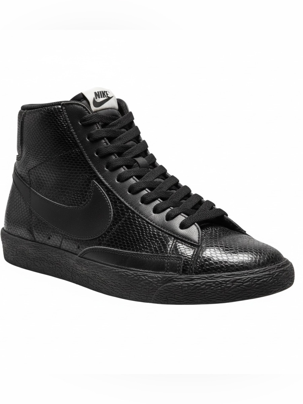 Nike Blazer Mid PRM Glossy Textured Snake Skin Black High-Top Sneakers Size 9.5
